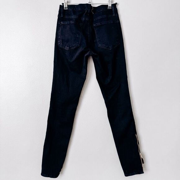 Frame Le Skinny De Jeanne Black Zipper Ankle Detail Size 26 - Picture 5 of 8